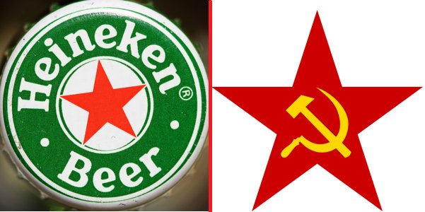 red star on Heineken logo and as the communist symbol